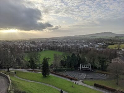 Townscape and Longridge from Clitheroe Castle.