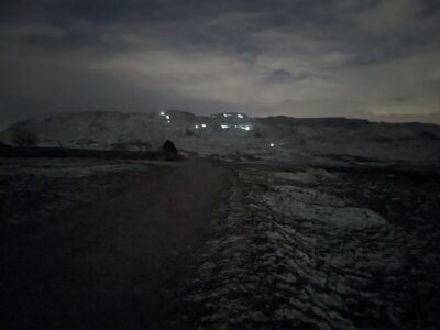 Headtorches heading into the quarries.